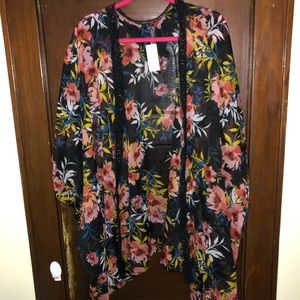 NWT Lane Bryant floral chiffon over piece kimono